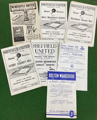 Lot 940 - Sheffield United Reserves 1952-3 Programmes v,...