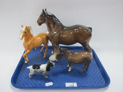 Lot 1199 - Beswick Shire Horse, 21.5cm high. Donkey and...