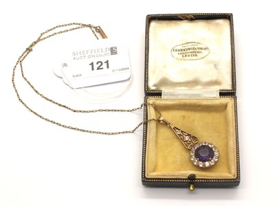 Lot 121 - An Antique Stone Set Drop Pendant, of cluster...