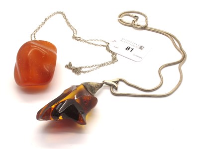 Lot 81 - A Large Modernist Style Amber Colour Pendant,...