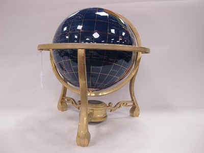 Lot 1390 - Mineral Terrestrial Globe, in brass stand with...