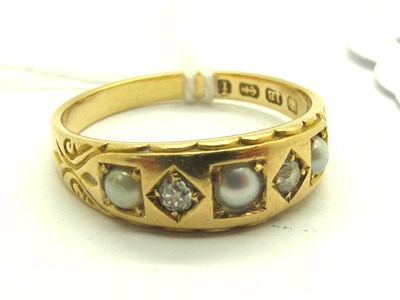 Lot 223 - A Victorian 18ct Gold Diamond and Pearl Set...