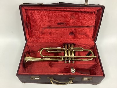 Lot 1394 - A Corton Brass Trumpet, with plated mouth...