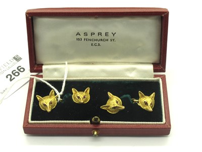 Lot 266 - A Pair of Vintage 9ct Gold Ruby Eyed Fox Head...