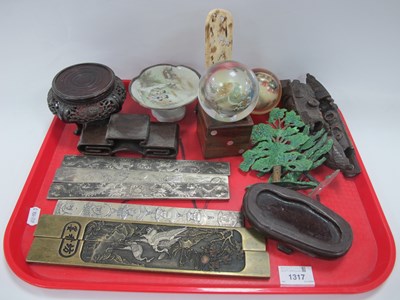 Lot 1317 - Oriental - Metal Rules, wooden stands, junks,...