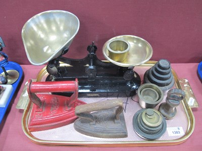 Lot 1383 - A Set of Victorian Brass and Iron Shop Scales,...