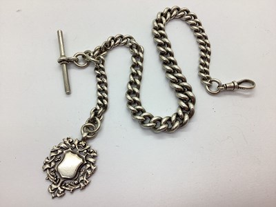 Lot 90 - A Graduated Solid Curb Link Albert Chain,...