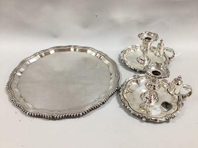 Lot 171 - A Pair of Plated Chambersticks, each with...