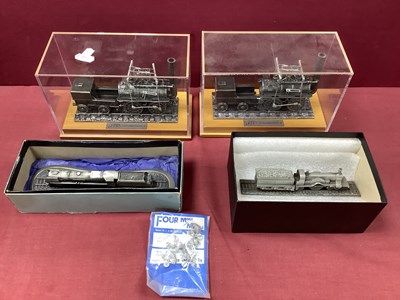 Lot 732 - Four Pewter Static Steam Tender Locomotives...