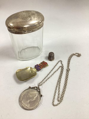 Lot 1A - A Hallmarked Silver Topped Glass Jar,...