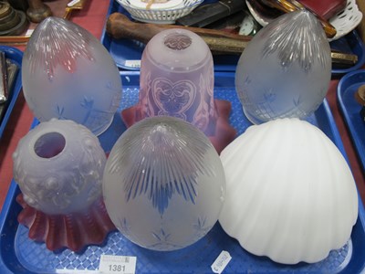 Lot 1381 - Three Ovoid Frosted Glass Light Shades....