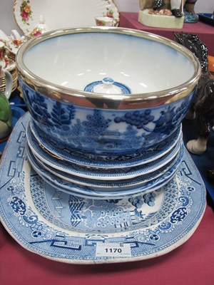 Lot 1170 - Minton Willow Pattern Fruit Bowl, with plated...