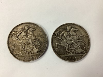 Lot 430 - Two GB Victoria Silver Crowns, 1892 and 1896.