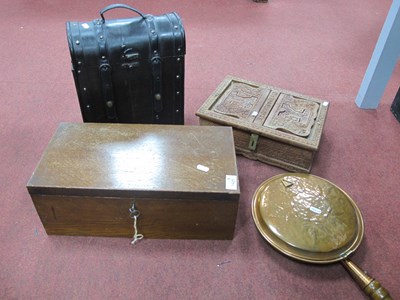 Lot 1425 - Oak Specimen Box, 43cm wide. Wine carrier with...