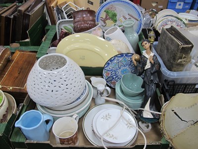 Lot 1104 - China, plates, table lamp etc:- Two Boxes.