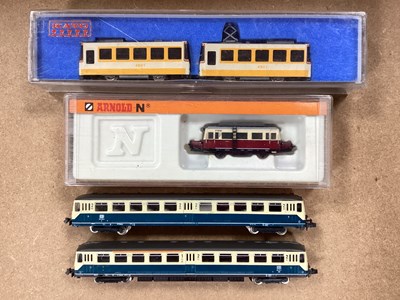 Lot 378 - Three Continental N Gauge DMU's and Rail Cars,...