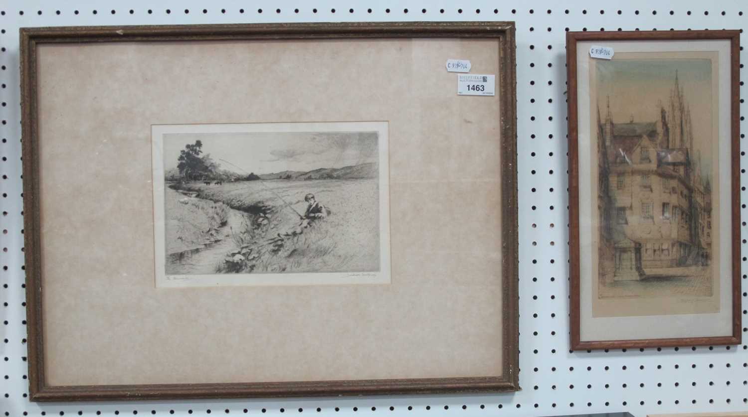 Lot 1463 - Jackson Simpson 'The Burnside' Etching, pencil...