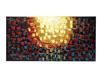 Lot 1443 - Modernist Abstract Sun Setting Scene, with red...