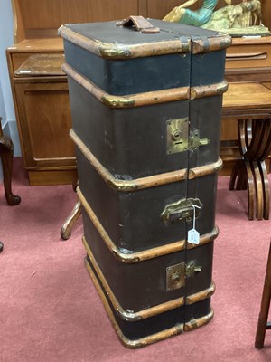 Lot 1525 - Wood Bound Trunk, M.M.W with inner tray, 91cm...