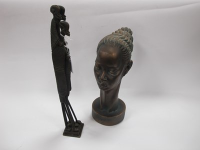 Lot 1337 - Bronzed Patinated Three Ethnic Slender Figure...