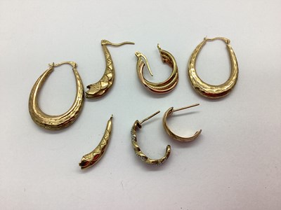 Lot 69 - Creole and Hoop Earrings, (some odd / damages).