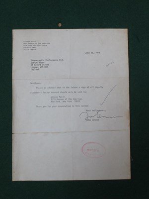 Lot 453 - Letter From John Lennon's Music Publisher,...