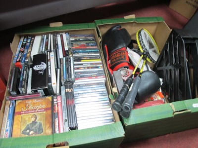 Lot 1092 - Music CDs, DVDs. Badminton rackets, boxing...