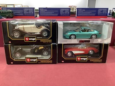 Lot 770 - Four 1:18th Scale Diecast Model Cars by Burago...