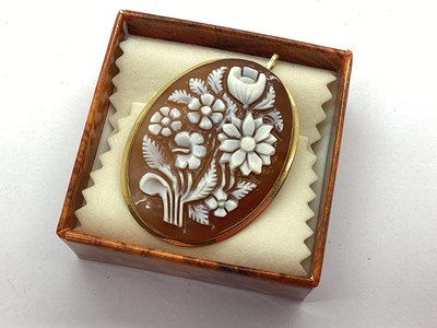 Lot 57 - A Modern Shell Carved Cameo Style Brooch /...