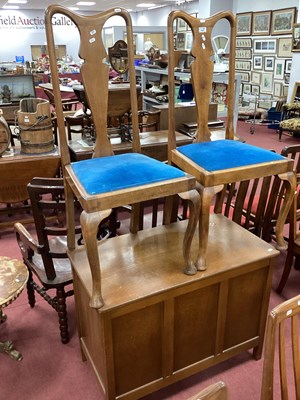 Lot 1530 - Pair of Queen Ann Chairs, together with an oak...