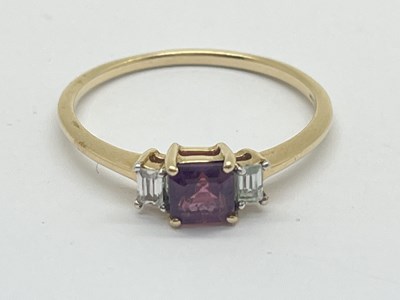 Lot 30 - Gemporia; A 9ct Gold Three Stone Ring, square...