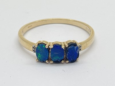 Lot 29 - Gemporia; A 9ct Gold Opal Doublet (?) Three...