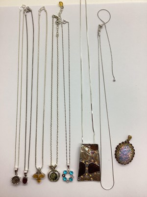 Lot 75 - Assorted "925" and Other Pendant Necklaces,...