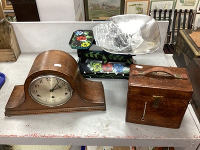 Lot 1417 - Pigeon Clock, Haller oak cased mantle clock,...