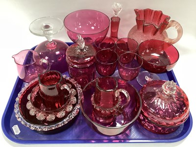 Lot 1133 - Cranberry Glassware, including jugs, bowls,...