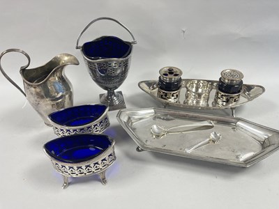 Lot 130 - A Georgian Plated Inkstand, with original blue...