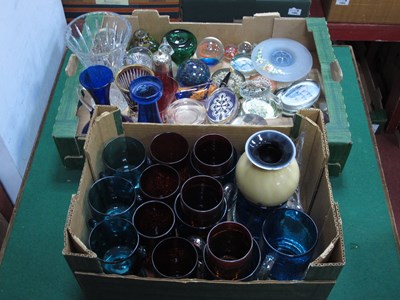 Lot 1051 - Cranberry Glassware, paperweights, tankards,...