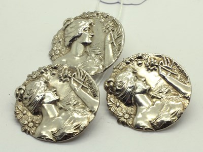 Lot 256 - A Set of Three Large Art Nouveau Hallmarked...