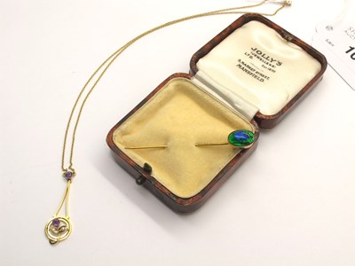 Lot 105 - A Dainty Edwardian Drop Pendant, of elongated...