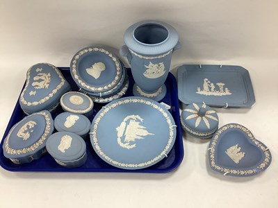 Lot 1184 - Wedgwood Jasperware in powder blue comprising...