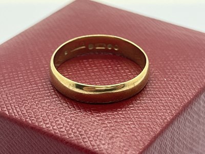 Lot 20 - A 9ct Gold Plain Wedding Band, (finger size O)...