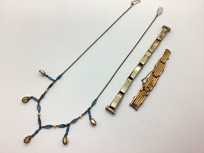 Lot 105 - An Antique Enamel and Pearl Drop Necklace,...