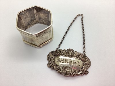 Lot 14 - A Hallmarked Silver Napkin Ring, hexagonal...