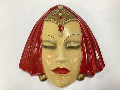 Lot 1194 - Austrian Art Deco Terracotta Pottery Wall Mask,...