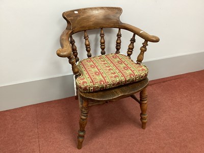 Lot 1536 - XIX Century Ash-Elm Pad Arm Chair, with a low...