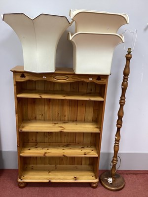 Lot 1498 - Pine Bookcase, with three shelves, on bun feet,...