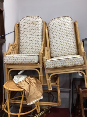 Lot 1552 - Two Bamboo Conservatory Chairs, rectangular...