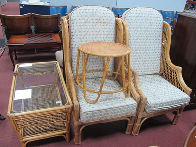 Lot 1525 - Two Bamboo Conservatory Chairs, rectangular...