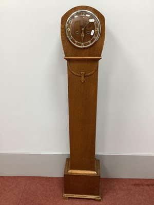 Lot 1495 - XX Century Oak Grandmother Clock, with a...