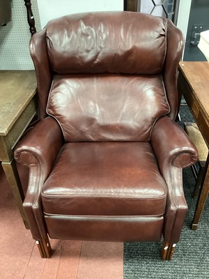 Lot 1508 - Ox Blood Leather Reclining Armchair, on...